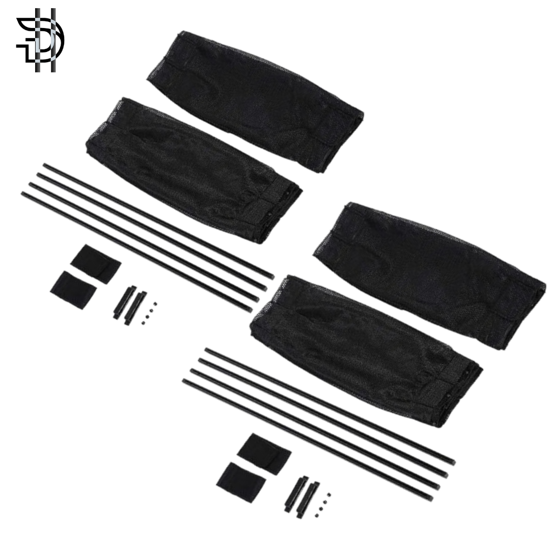 Universal Side Railing Sunshades Black | 4Pcs Window Curtains Complete Set | Car Heat Protection, Privacy Shades