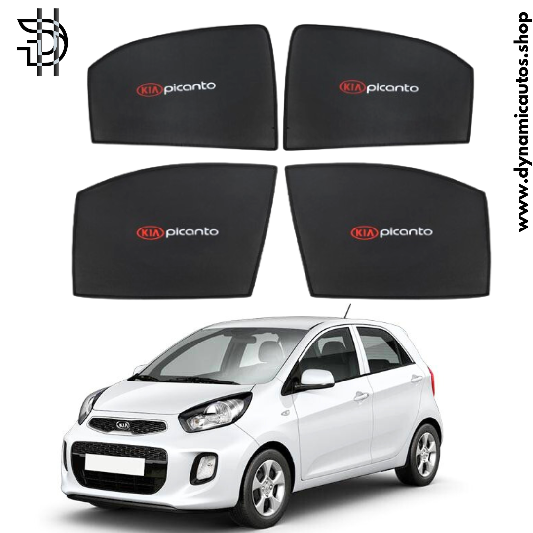 KIA Picanto Sunshades 2019-2024 | 4pcs Set | Side Window Shades With Logo | Car Parda Pakistan