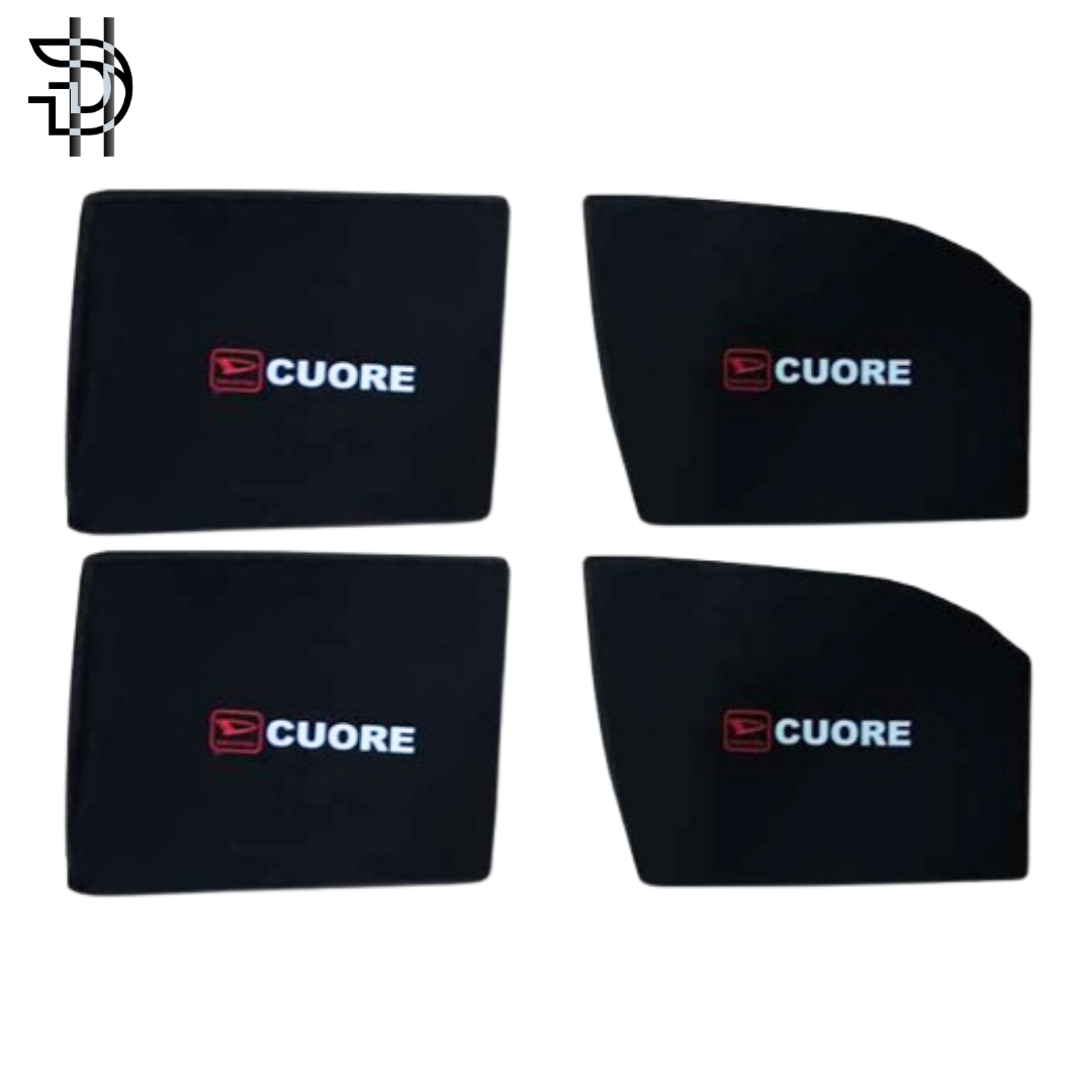 Daihatsu Cuore Sunshades 2000-2012 | Side Window Shades with Logo | 4pcs Car Sun Shades Pakistan