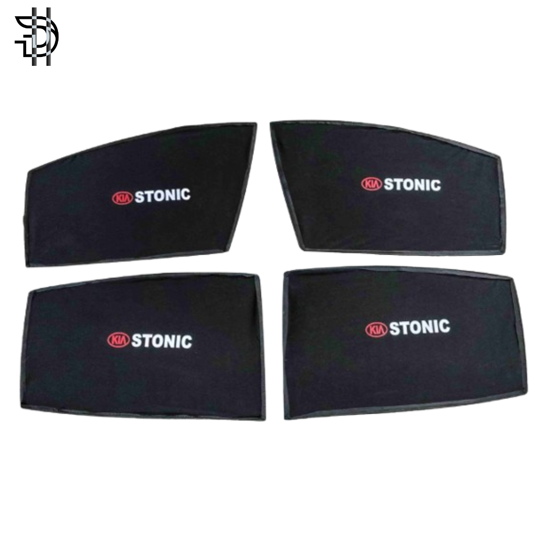 Kia Stonic Sunshade with Logo | 4pcs Side Window Sunshades | Model 2021-2024 | Car Window Shades Pakistan