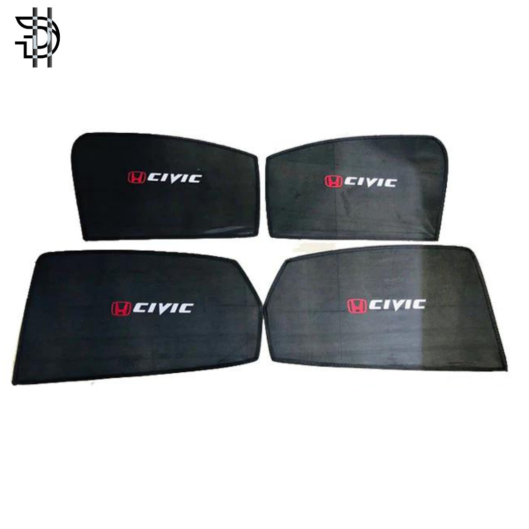 Honda Civic New Model Sunshades 2022-2024 | Side Window Shades with Logo | Car Parda Pakistan | 4pcs Set Heat Protection
