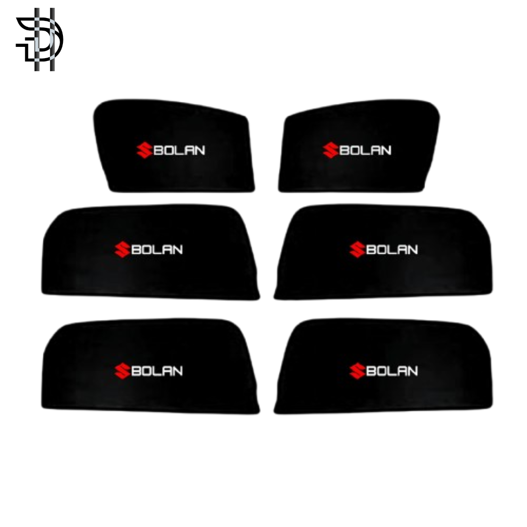 Suzuki Bolan Side Sunshades 1988-2023 | 6pcs Set with Logo | Car Parda Custom Fit | Sun Shades for Car Pakistan