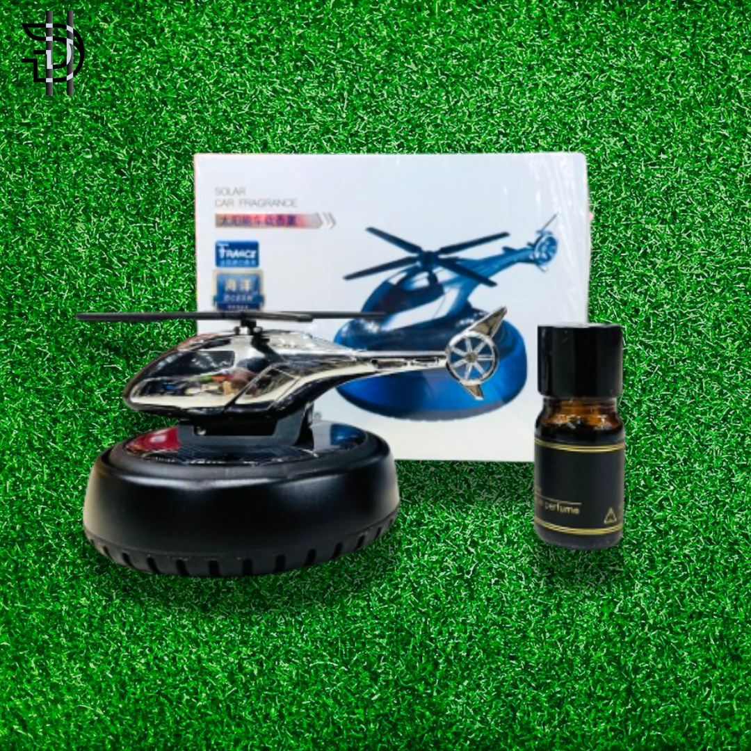 Solar Power Helicopter Style Car Perfume | Multicolor Air Freshener | With Refill | Dashboard Decoration