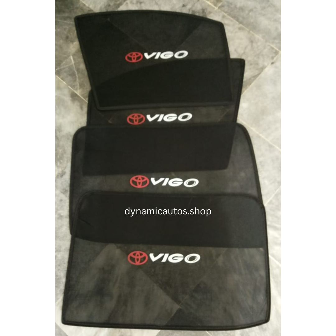 Toyota Hilux Vigo Sunshades 2005-2015 | 4pcs Set | Side Window Shades With Logo | 4x4 Car Parda Pakistan