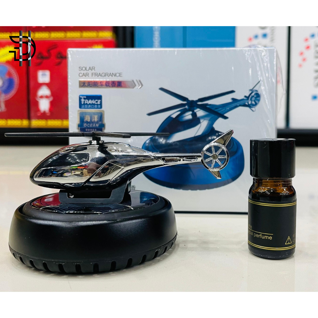 Solar Power Helicopter Style Car Perfume | Multicolor Air Freshener | With Refill | Dashboard Decoration