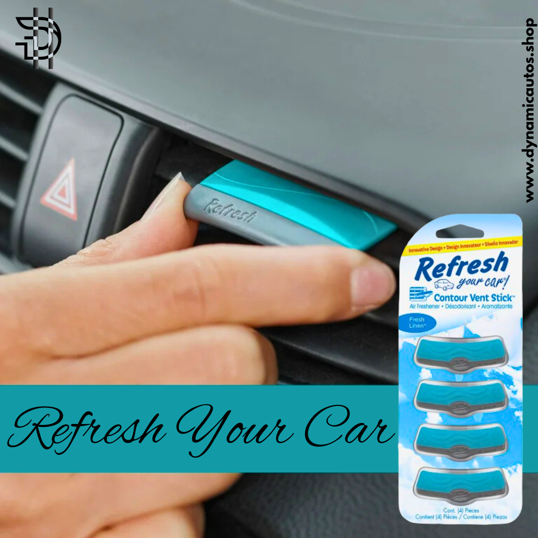 Refresh Contour Vent Sticks | Car Air Freshener | 4Pcs Pack | Fresh Linen Scent | Clip-On AC Perfume