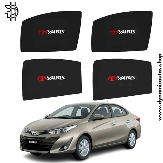 Toyota Yaris Side Sunshade with Logo | 2020-2024 | Car Window Shades 4pcs Set | Heat Protection & Privacy
