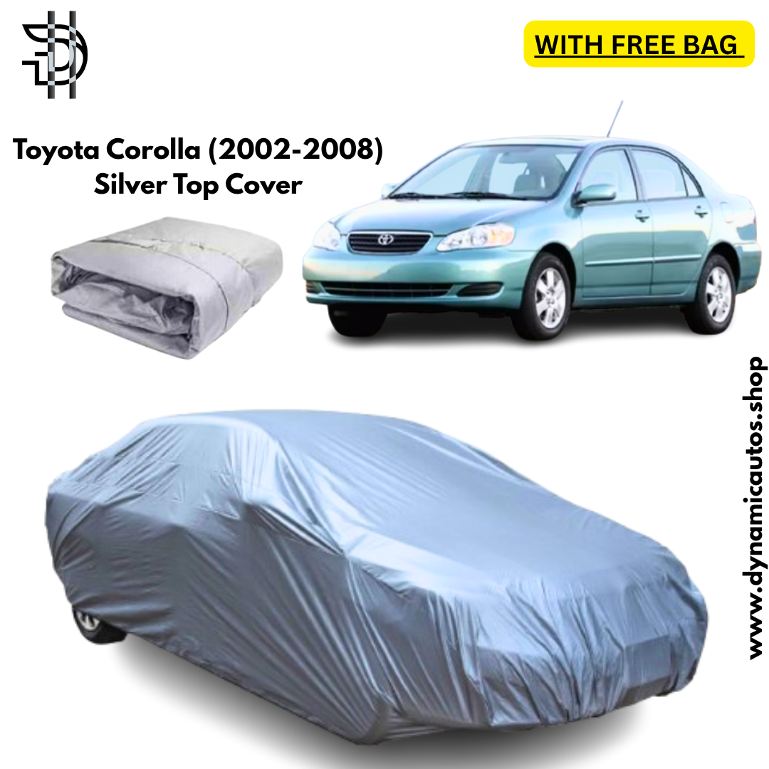 Toyota Corolla Old Model 2002–2008 Silver Parachute Top Cover | Custom Fit – Dust & Weather Protection