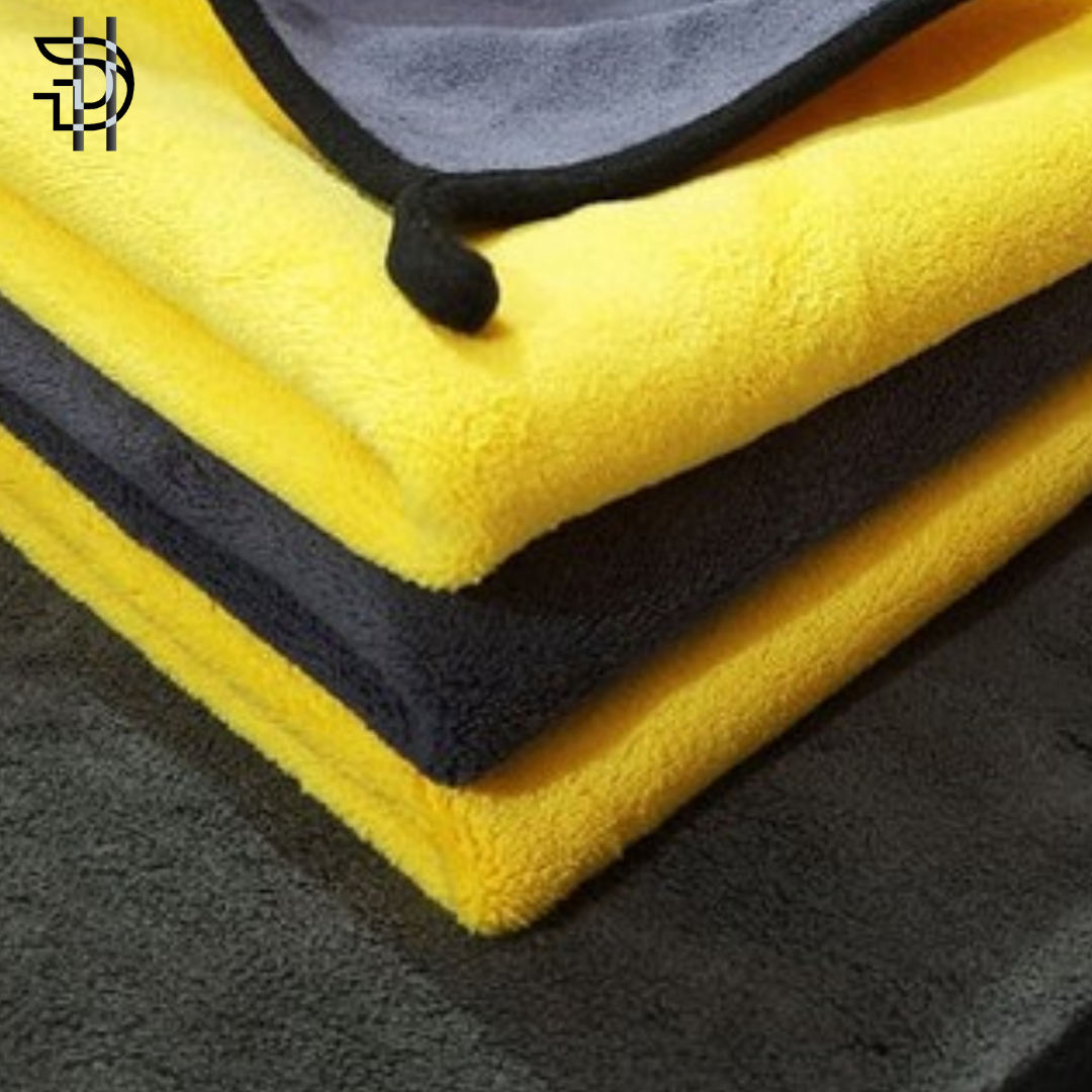 Luxury Microfiber Cleaning Cloth | Super Soft Towel for Car, Bike, Home & Office | Yellow & Grey | Multi-Size Available | Pakistan