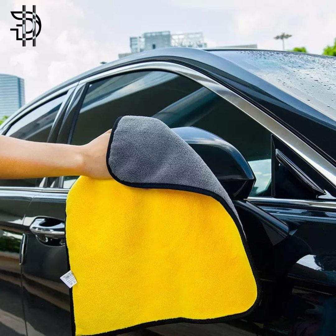 Luxury Microfiber Cleaning Cloth | Super Soft Towel for Car, Bike, Home & Office | Yellow & Grey | Multi-Size Available | Pakistan