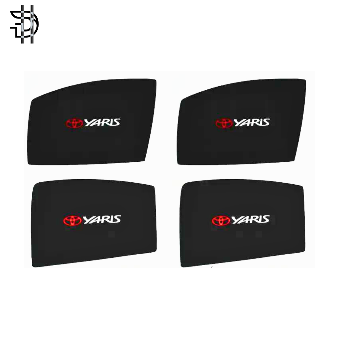Toyota Yaris New Model 2025 Side Sunshades with Logo – Custom Fit | 4pcs Set