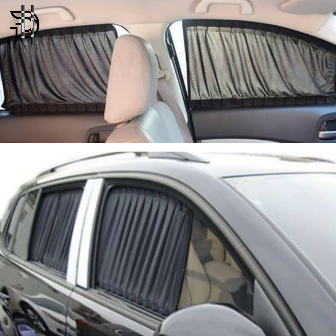 Universal Side Railing Sunshades Black | 4Pcs Window Curtains Complete Set | Car Heat Protection, Privacy Shades
