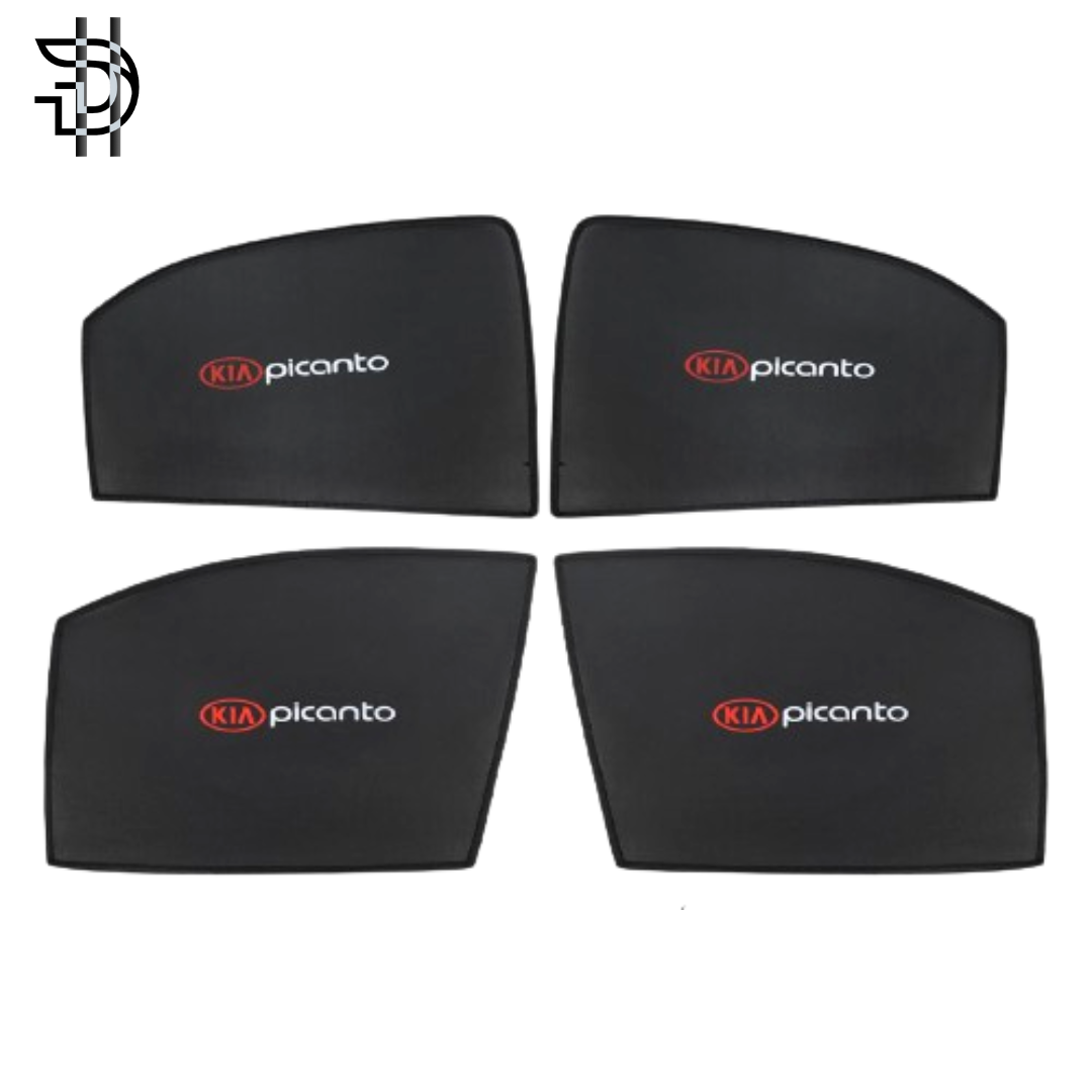 KIA Picanto Sunshades 2019-2024 | 4pcs Set | Side Window Shades With Logo | Car Parda Pakistan