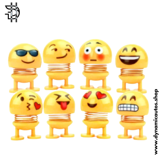 6pcs Emoji Spring Shaking Head Dolls | Cute Dancing Dashboard Toys | Car & Home Decor Set