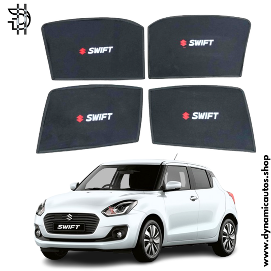 Suzuki Swift New Model Side Sunshades with Logo | 2022-2024 | Car Window Shades 4pcs Set | Heat Protection & Privacy