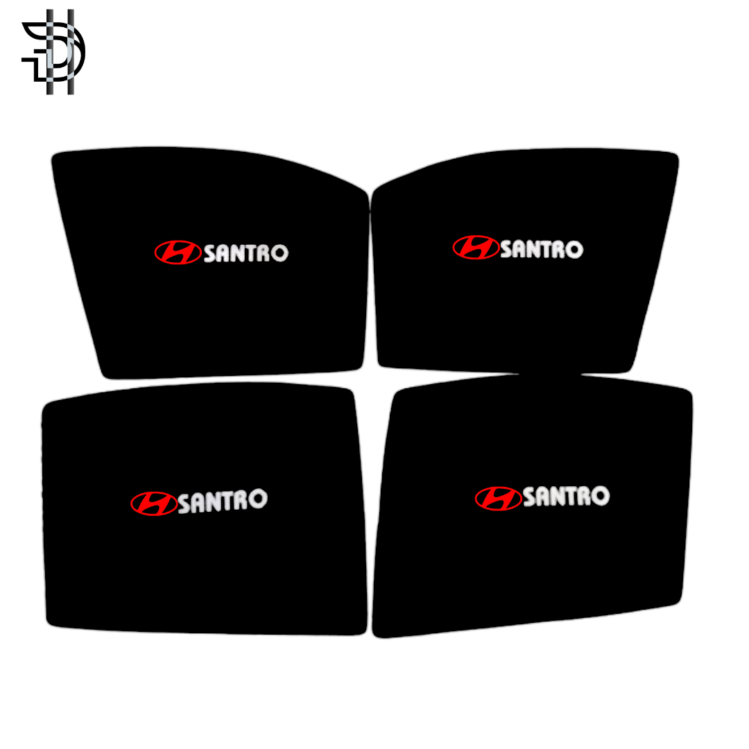 Hyundai Santro 2003–2014 Side Window Sunshades with Logo | Custom Fit Car Window Shades | 4pcs Set Pakistan