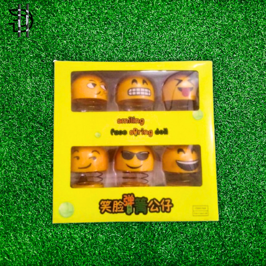 6pcs Emoji Spring Shaking Head Dolls | Cute Dancing Dashboard Toys | Car & Home Decor Set