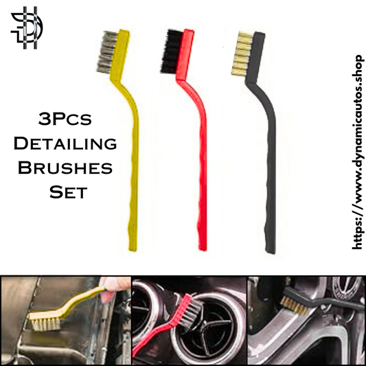 3Pcs Car Detailing Wire Brush Set | Interior & Exterior Cleaning Tools Pakistan