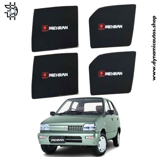 Suzuki Mehran Side Sunshade with Logo | 1989-2019 | Car Window Shades 4pcs Set | Heat Protection & Privacy