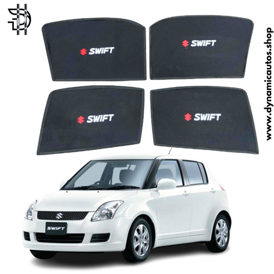 Suzuki Swift Old Model Sunshades 2009-2021 | Side Window Shades with Logo | Car Parda Pakistan | Heat Protection 4pcs Set