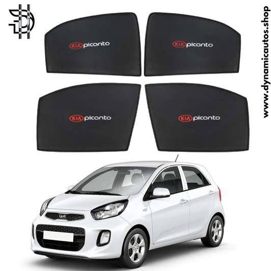 KIA Picanto Sunshades 2019-2024 | 4pcs Set | Side Window Shades With Logo | Car Parda Pakistan