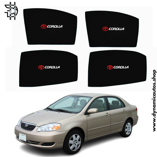 Toyota Corolla Old Model 2002-2008 Side Sunshades with Logo | Sun Shades for Car | Parda for Windows | 4PCS Set