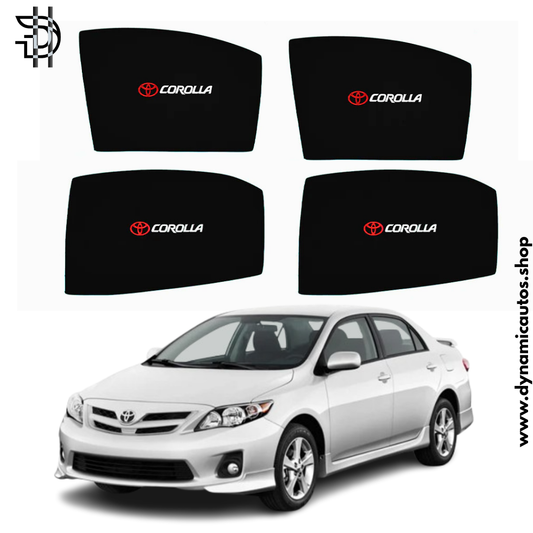 Toyota Corolla Old Model 2008-2014 Side Sunshades with Logo | Sun Shades for Car | Parda for Windows | 4PCS Set