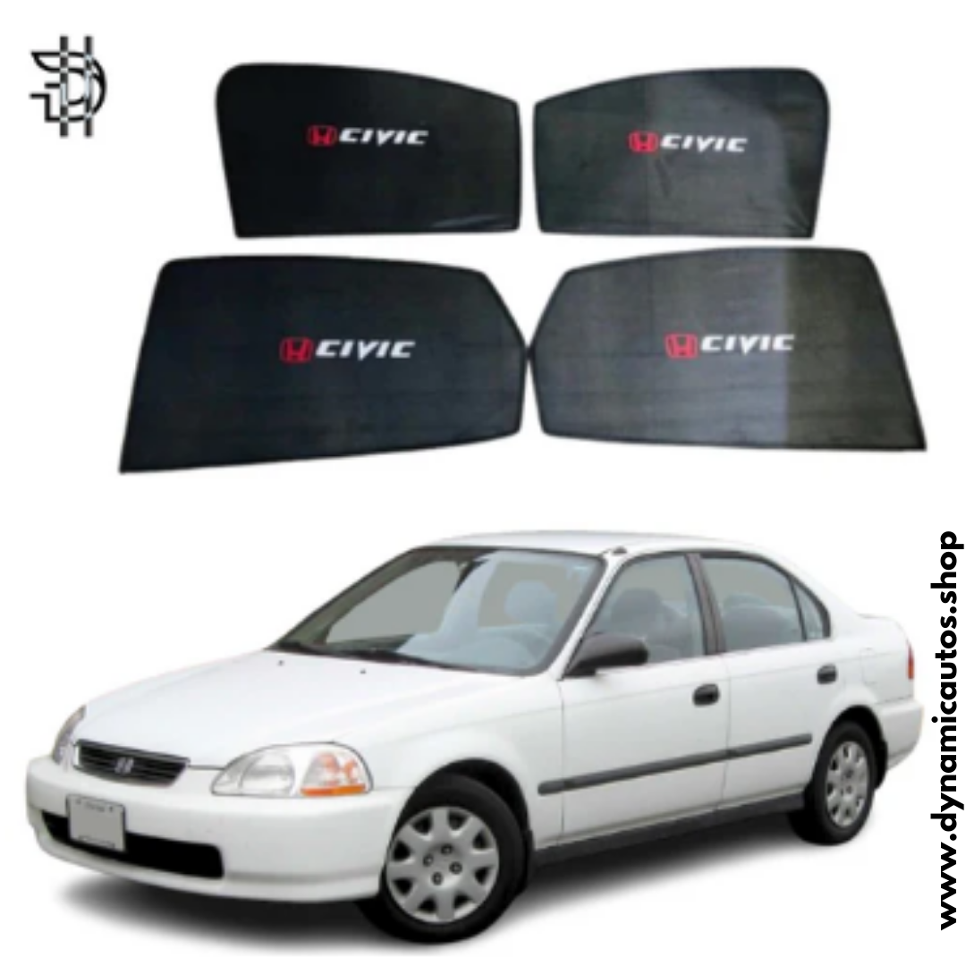 Honda Civic Old Model 1995-2000 Side Sunshades with Logo | UV Protection Window Shades | Car Parda 4PCS Set Pakistan