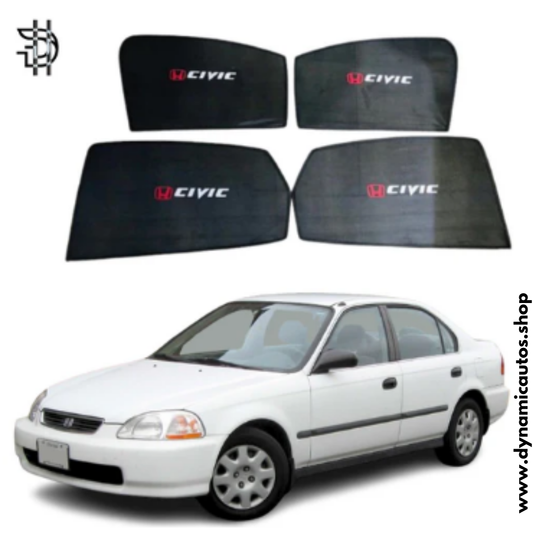 Honda Civic Old Model 1995-2000 Side Sunshades with Logo | UV Protection Window Shades | Car Parda 4PCS Set Pakistan