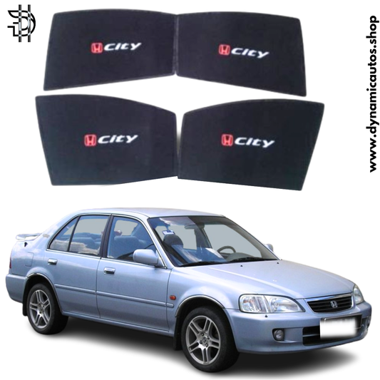 Honda City Old Model 1996-2003 Side Sunshades with Logo | Car Window Shades | UV Protection & Privacy | 4PCS Set