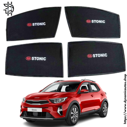 Kia Stonic Sunshade with Logo | 4pcs Side Window Sunshades | Model 2021-2024 | Car Window Shades Pakistan