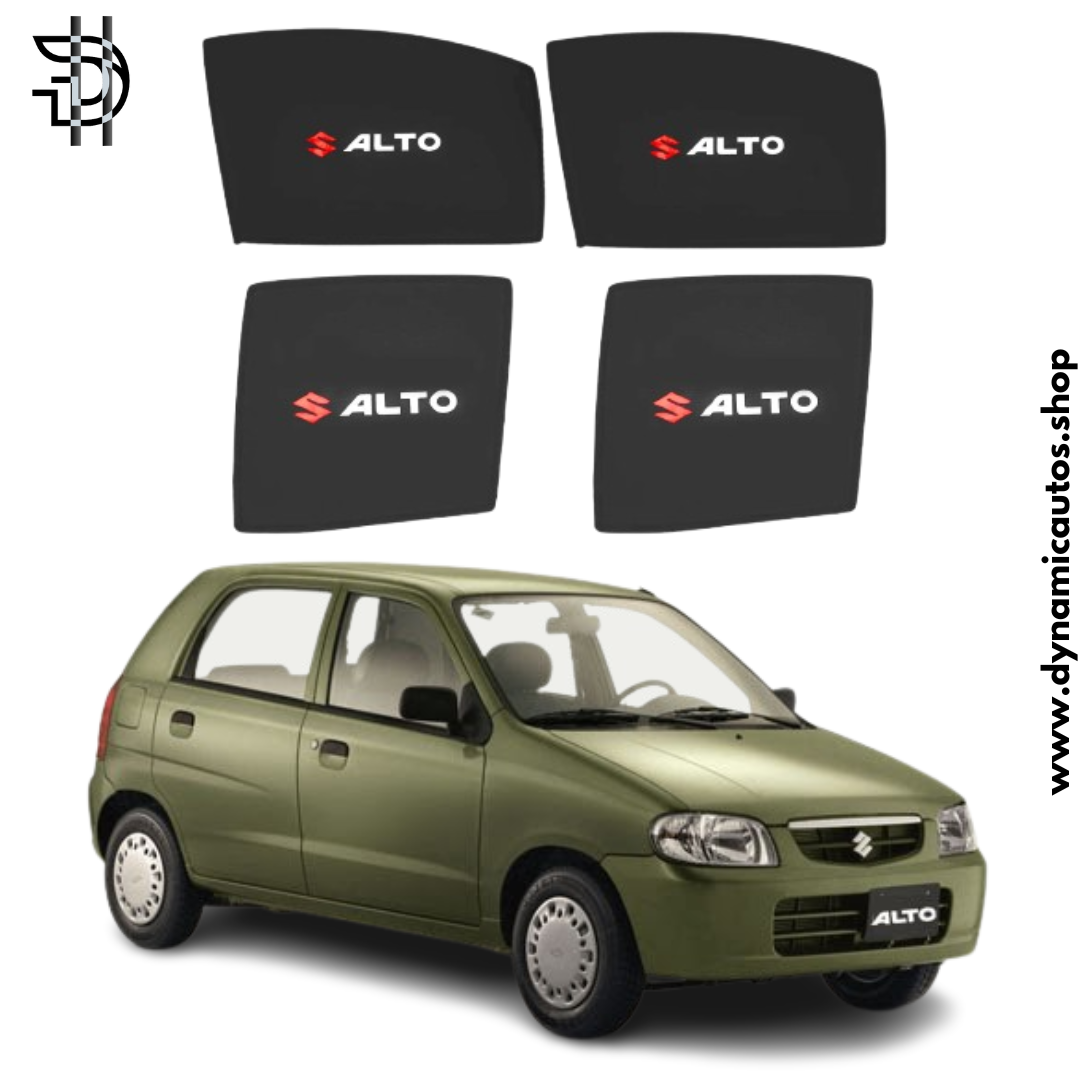 Suzuki Alto Old Model Sunshades 2000-2012 | Side Window Shades with Logo | 4pcs Car Sun Shades Pakistan