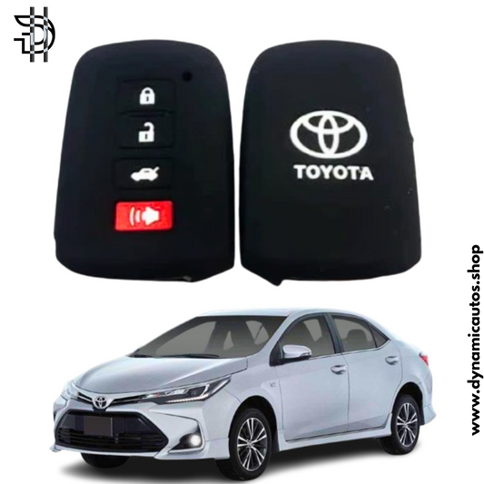 Toyota Corolla New Model 2014-2024 (4 Button) Car Key Cover | PVC Silicone Protective Key Case – Black