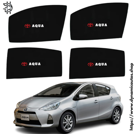 Toyota Aqua Sunshade with Logo | 4pcs Side Window Sunshades | Model 2011-2024 | Car Window Shades Pakistan