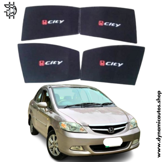 Honda City Old Model 2003-2008 Sunshades with Logo | 4pcs Set | Side Window Car Parda | Sun Shades for Car Pakistan