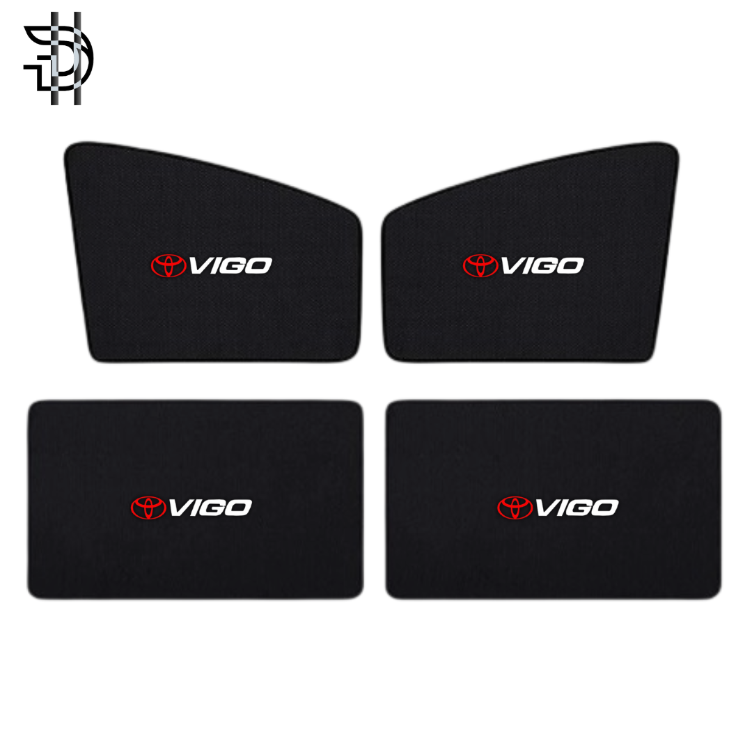 Toyota Hilux Vigo Sunshades 2005-2015 | 4pcs Set | Side Window Shades With Logo | 4x4 Car Parda Pakistan