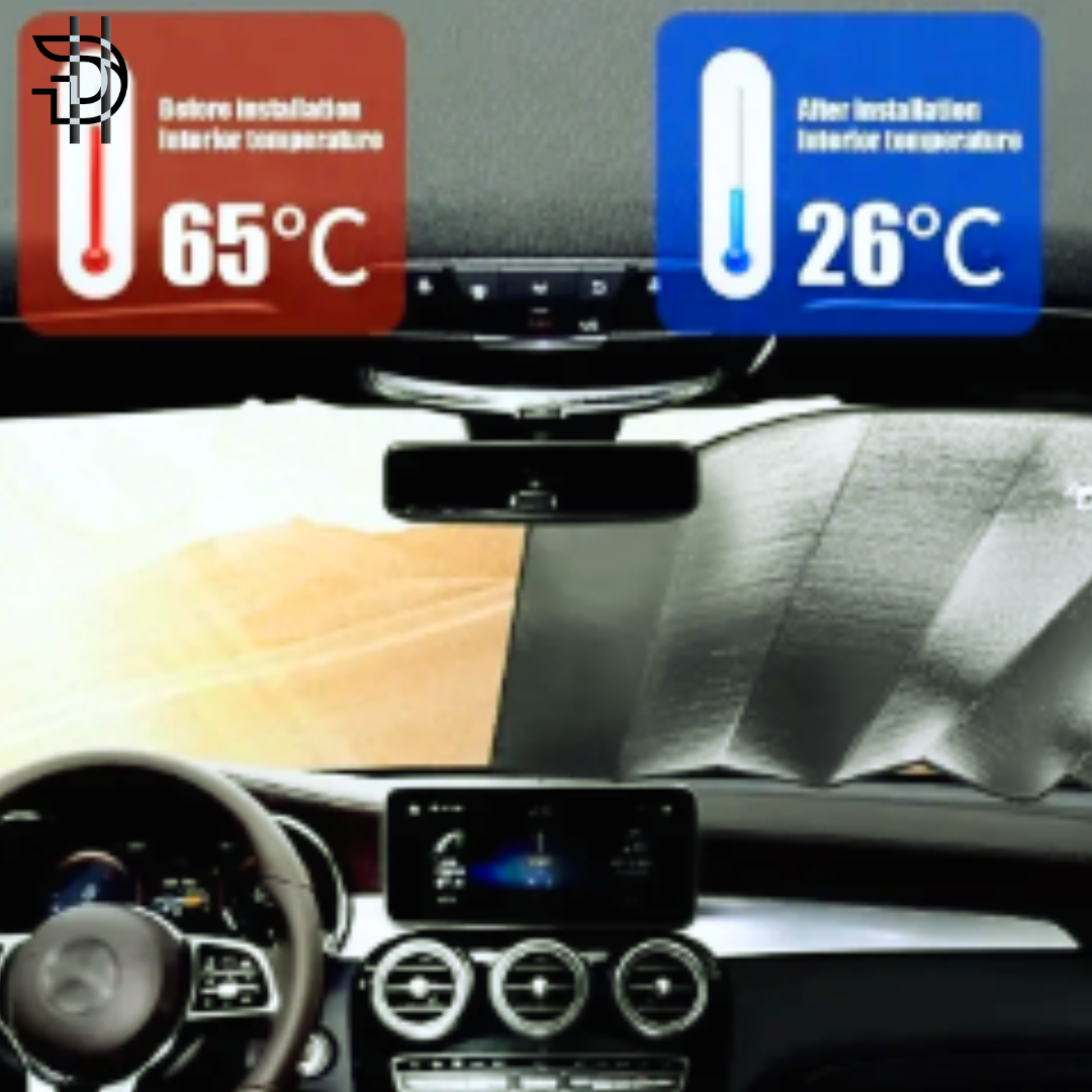 Car Front Wind Screen Protector Foil | Foldable Silver Sunshade | Universal Windshield Cover for All Cars Pakistan