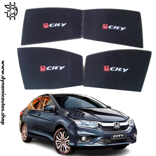 Honda City New Model Side Sunshade with Logo 2021-2024 | Car Window Shades | High Quality Sunshades 4pcs Set