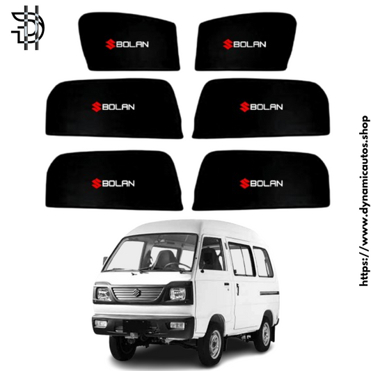 Suzuki Bolan Side Sunshades 1988-2023 | 6pcs Set with Logo | Car Parda Custom Fit | Sun Shades for Car Pakistan