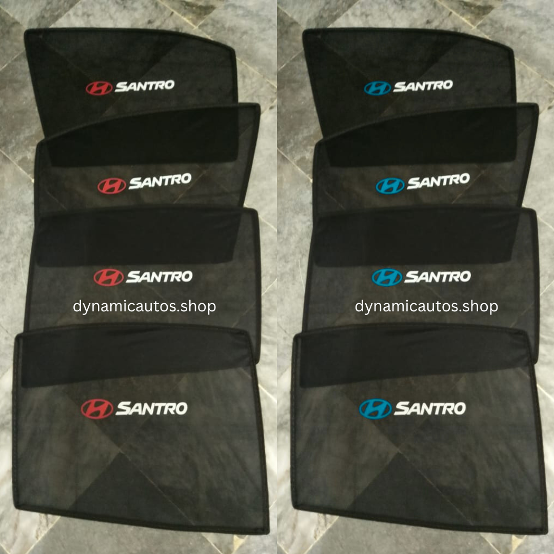 Hyundai Santro 2003–2014 Side Window Sunshades with Logo | Custom Fit Car Window Shades | 4pcs Set Pakistan