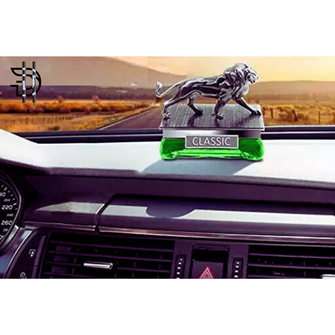 Lion Sculpture Car Perfume Dashboard Fragrance | Silver | Long-Lasting Scent Pakistan