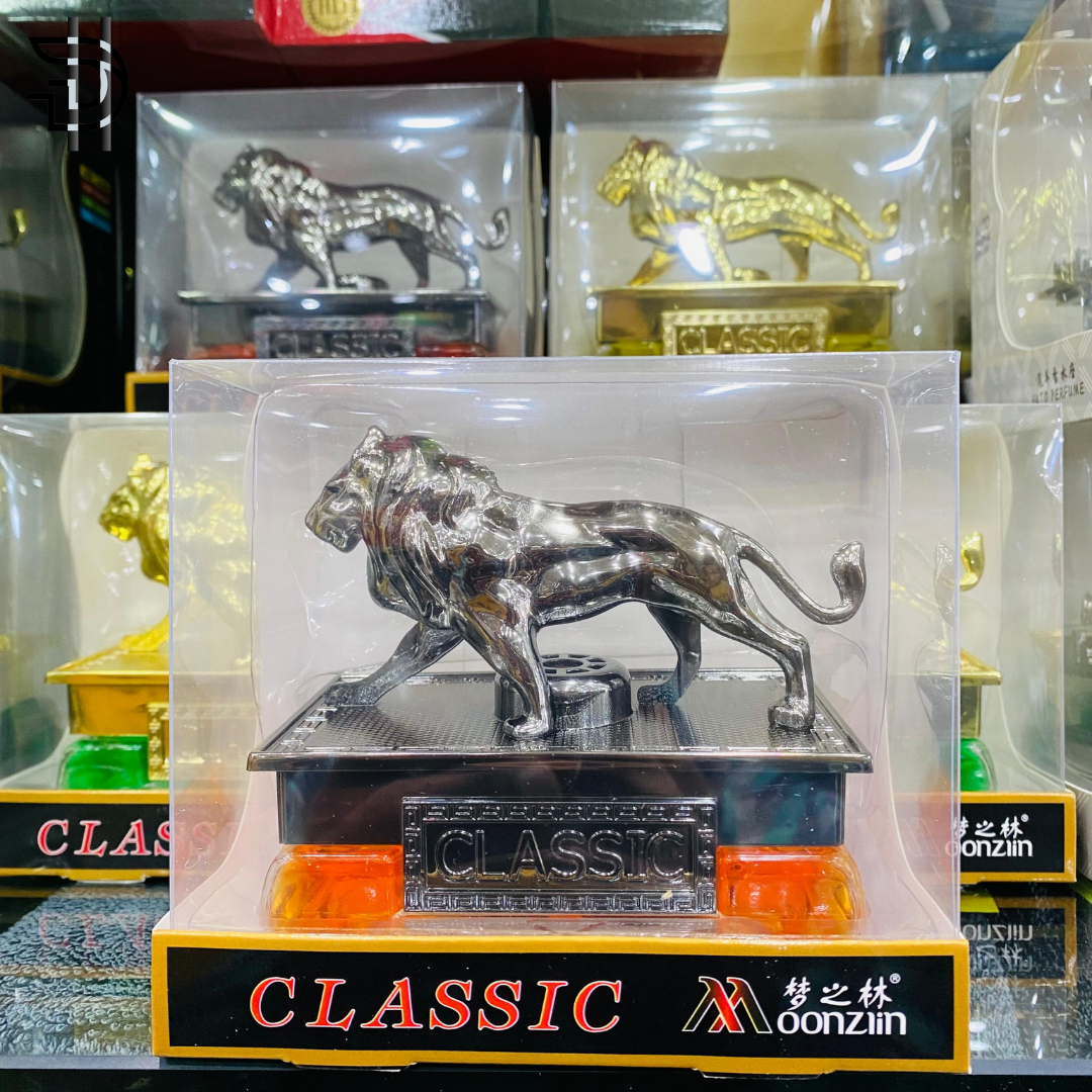 Lion Sculpture Car Perfume Dashboard Fragrance | Silver | Long-Lasting Scent Pakistan