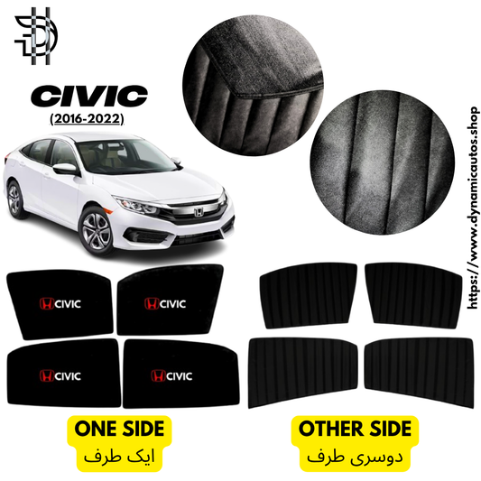 Honda Civic 2016–2022 Double Layer Sunshades | Custom Fit – 4pcs Set