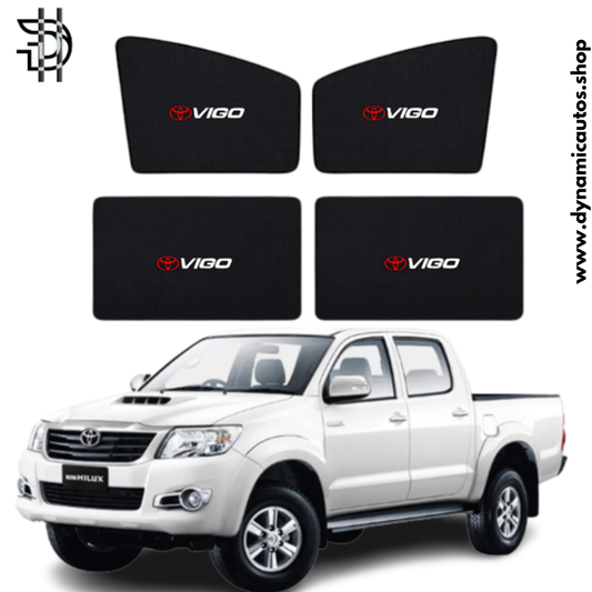 Toyota Hilux Vigo Sunshades 2005-2015 | 4pcs Set | Side Window Shades With Logo | 4x4 Car Parda Pakistan