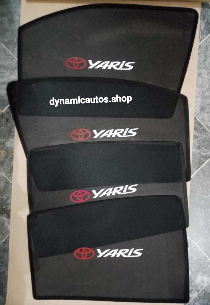 Toyota Yaris New Model 2025 Side Sunshades with Logo – Custom Fit | 4pcs Set